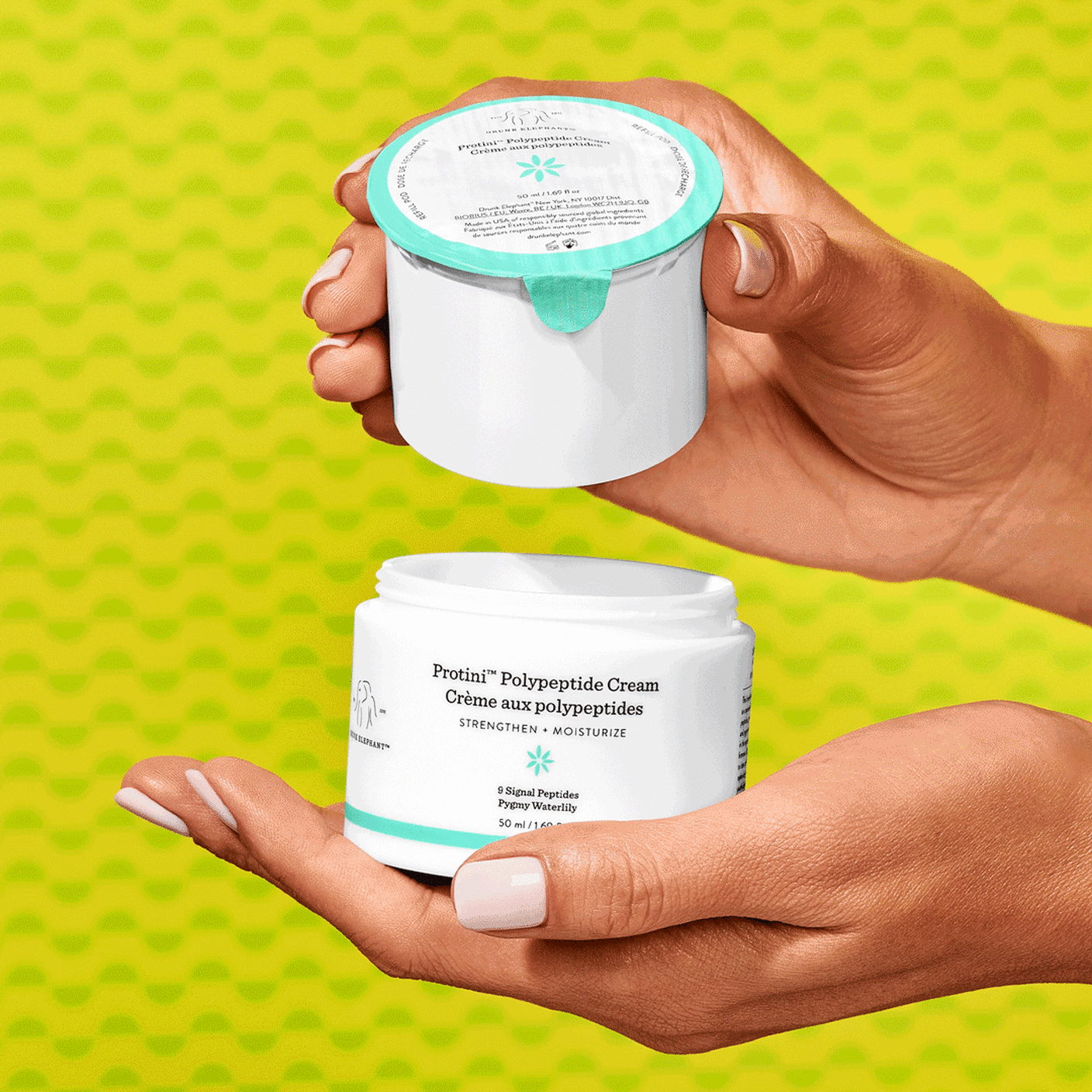 GIF of Protini Cream 50ml getting refilled.