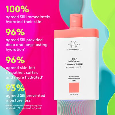 Sili™ Body Lotions stacked with Kamili Cream Body Cleansers against pink background