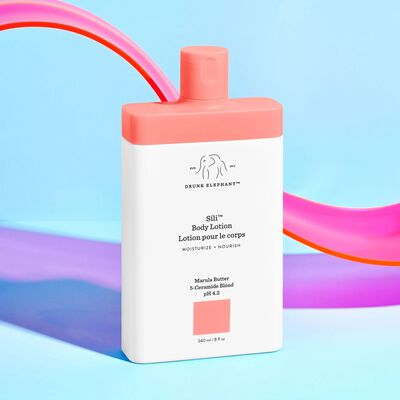 Sili™ Body Lotion against a red background