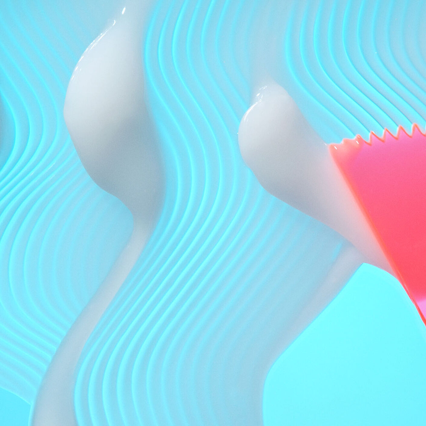 B-Hydra serum spread out in waved on a blue background. 