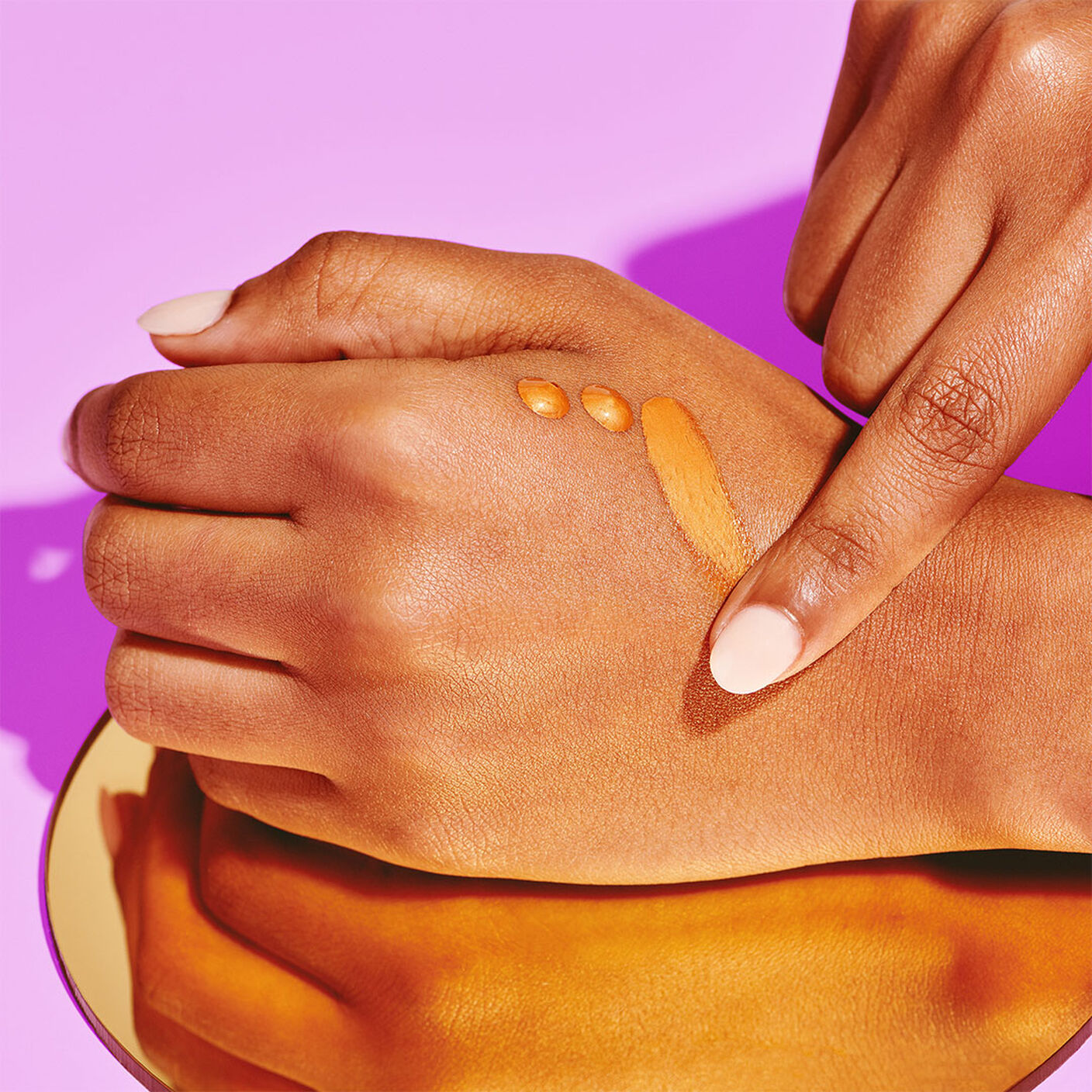 D-Bronzy rich texture swatched on hand. 