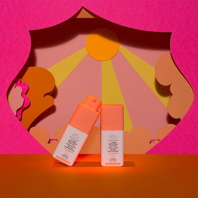 photo of two C-Tango bottles in front of a stylized cut paper background