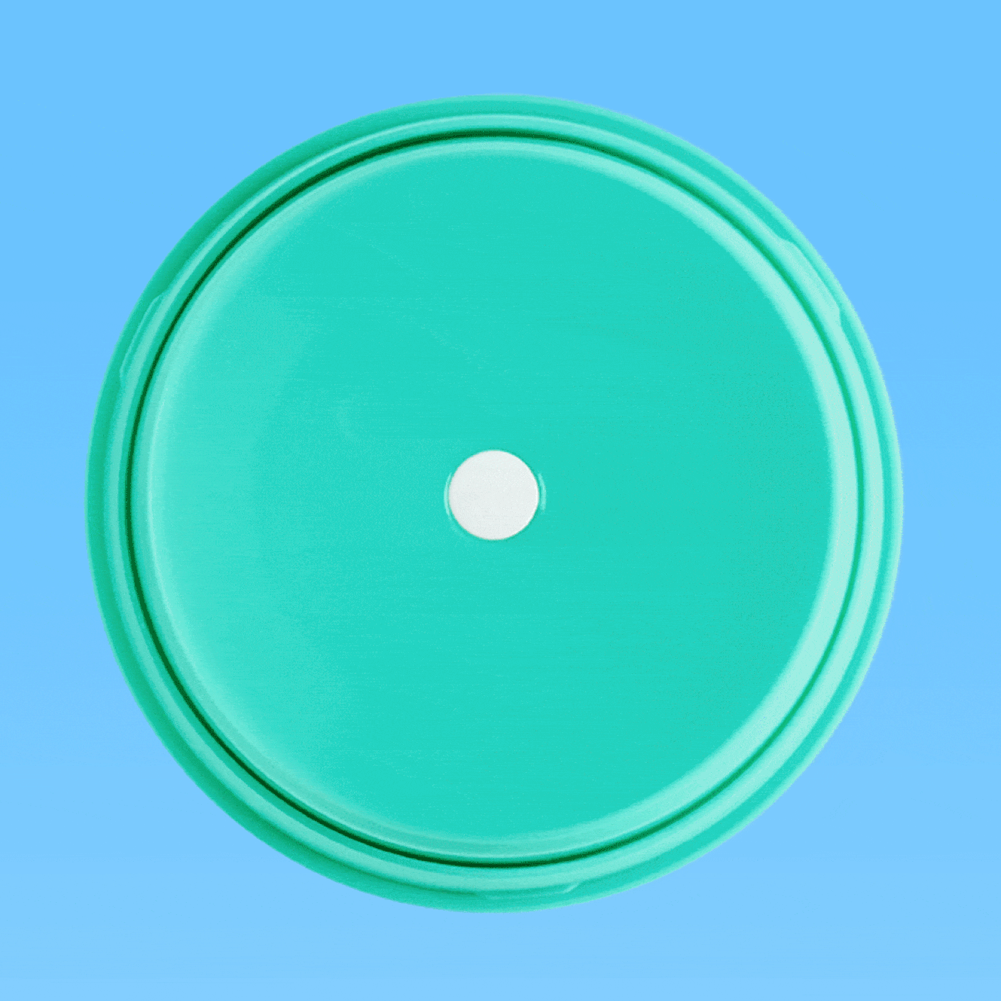 A birds eye view GIF of Protini Cream being pumped out on a blue background. 