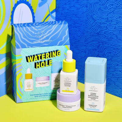 B-Hydra, Lala Retro, and Virgin Marula Oil next to the Watering Hole kit