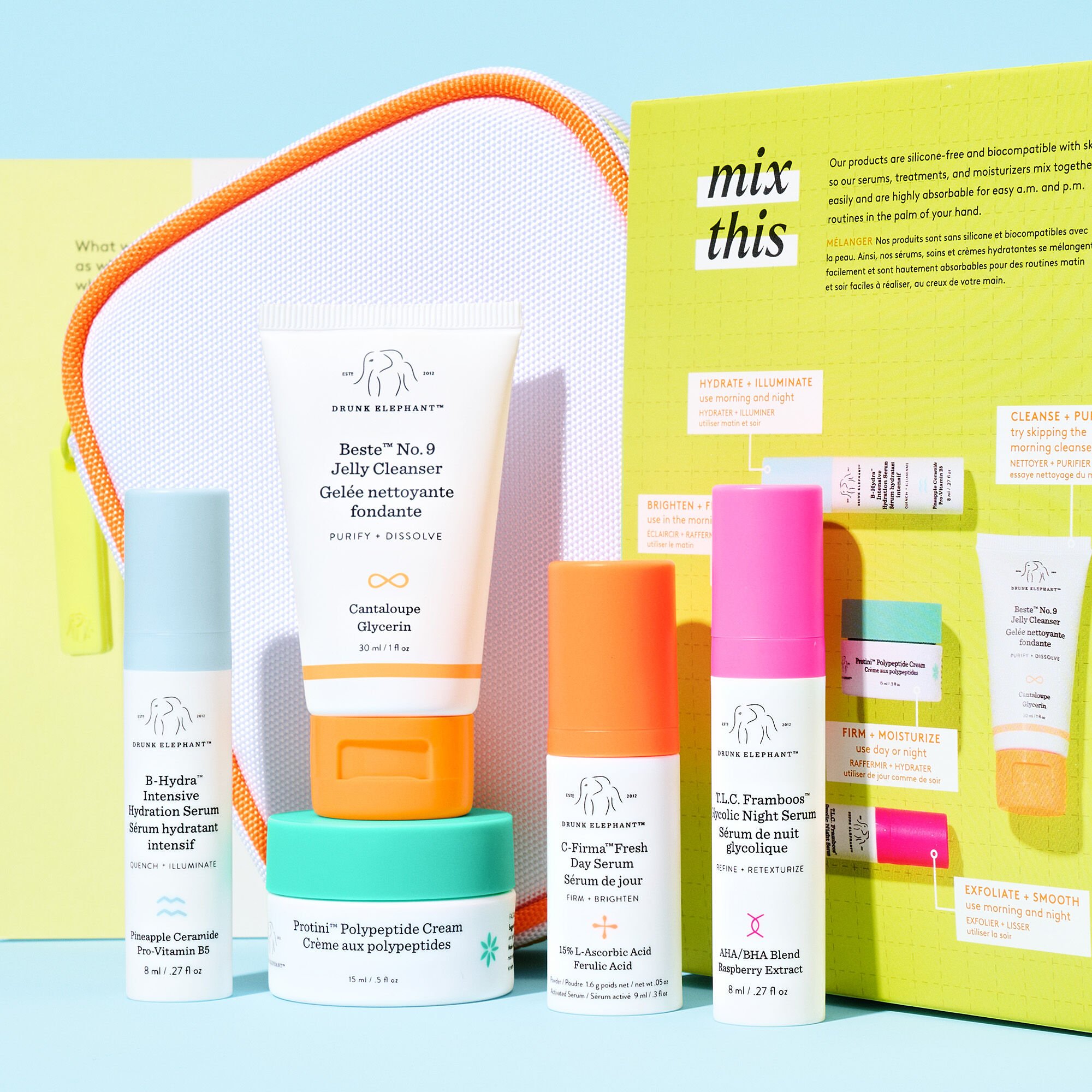 Travel-size kit for a.m. and p.m. routine | Drunk Elephant