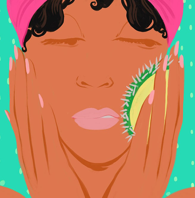 Illustration of woman washing her face