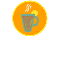 Illustration of mug filled with hot water and a slice of lemon on the rim of the mug