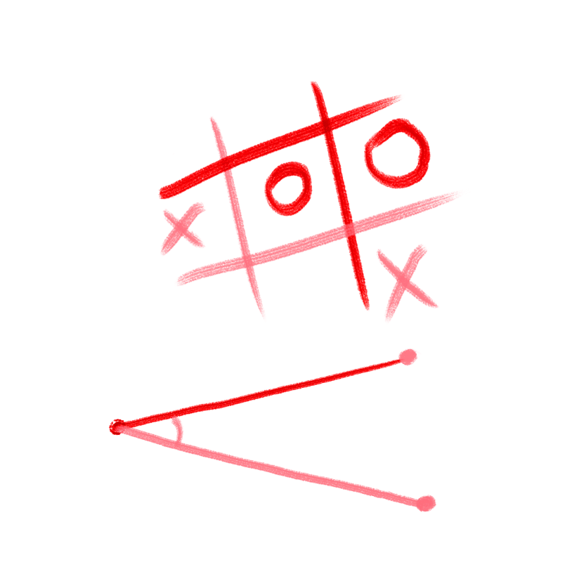 Illustration of an angle and tic tac toe board