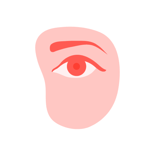 Animated illustration of an eye with stylized brightness indicators at the under eye