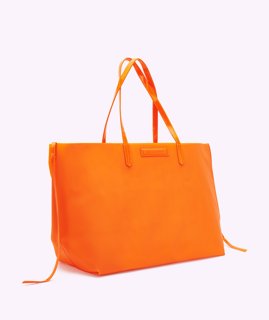 Neon Orange Totebag Rubber with Vegan Leather Handles
