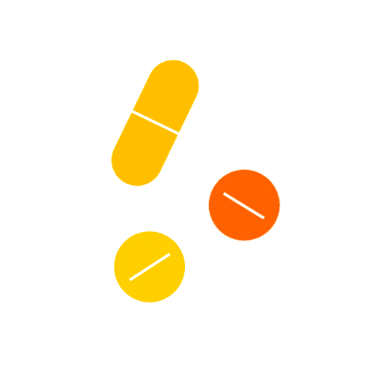 Illustrated yellow and orange vitamins rotating