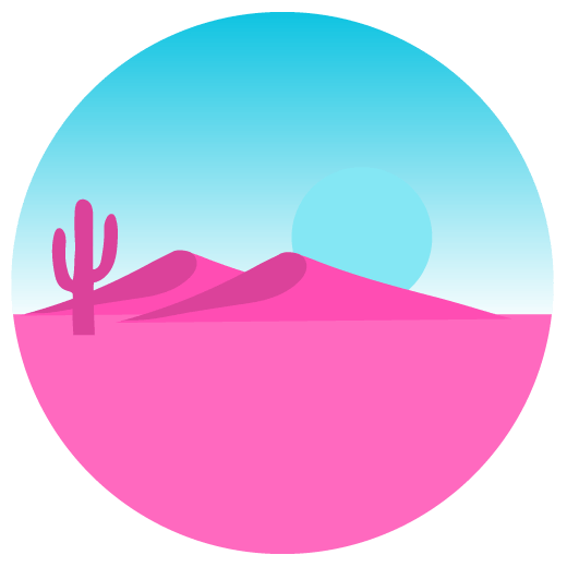 Illustration og pink desert with a pink cactus.