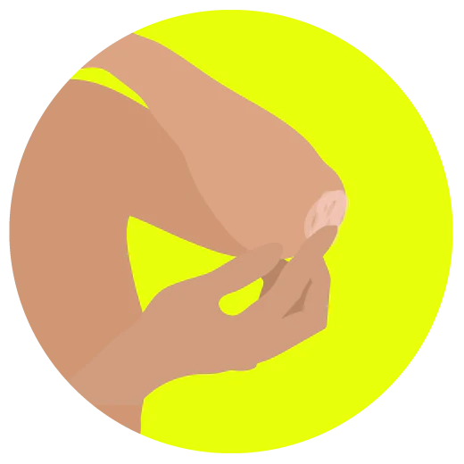 Illustration of person touching dry, flaky elbow