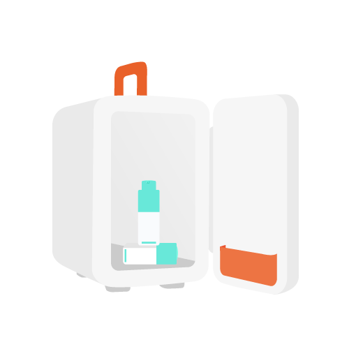illustration of a makeup refrigerator open with two bottles of Shaba inside