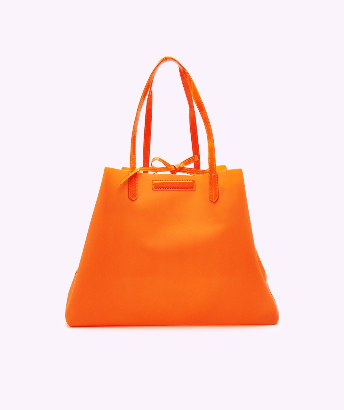 Neon Orange Totebag  Rubber with Vegan Leather Handles