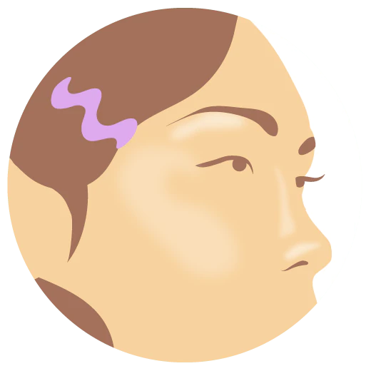 illustration of a woman's cheek with a brighter, glowy area