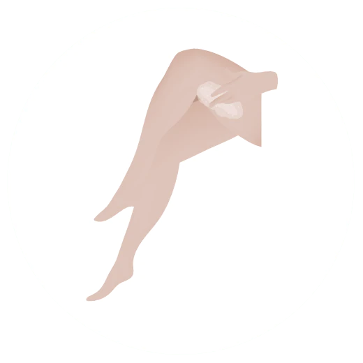 Illustration of crossed legs being exfoliated.