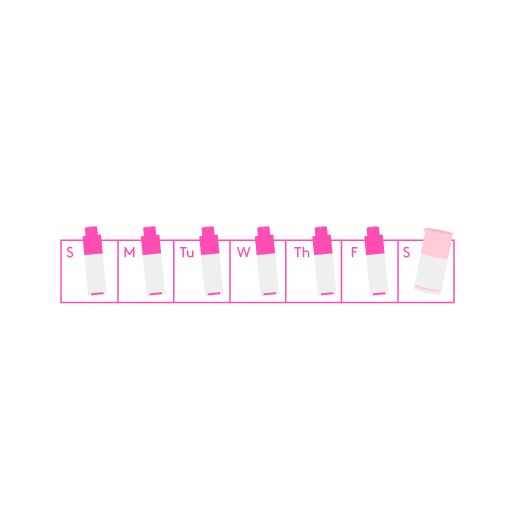 Illustration of T.L.C Framboos  being placed on each day of the week ona calendar from Sunday to Friday and an illustratuon of babyfacial on Saturday.