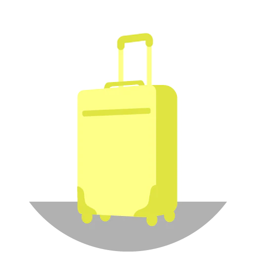 Illustration of neon yellow suitcase.