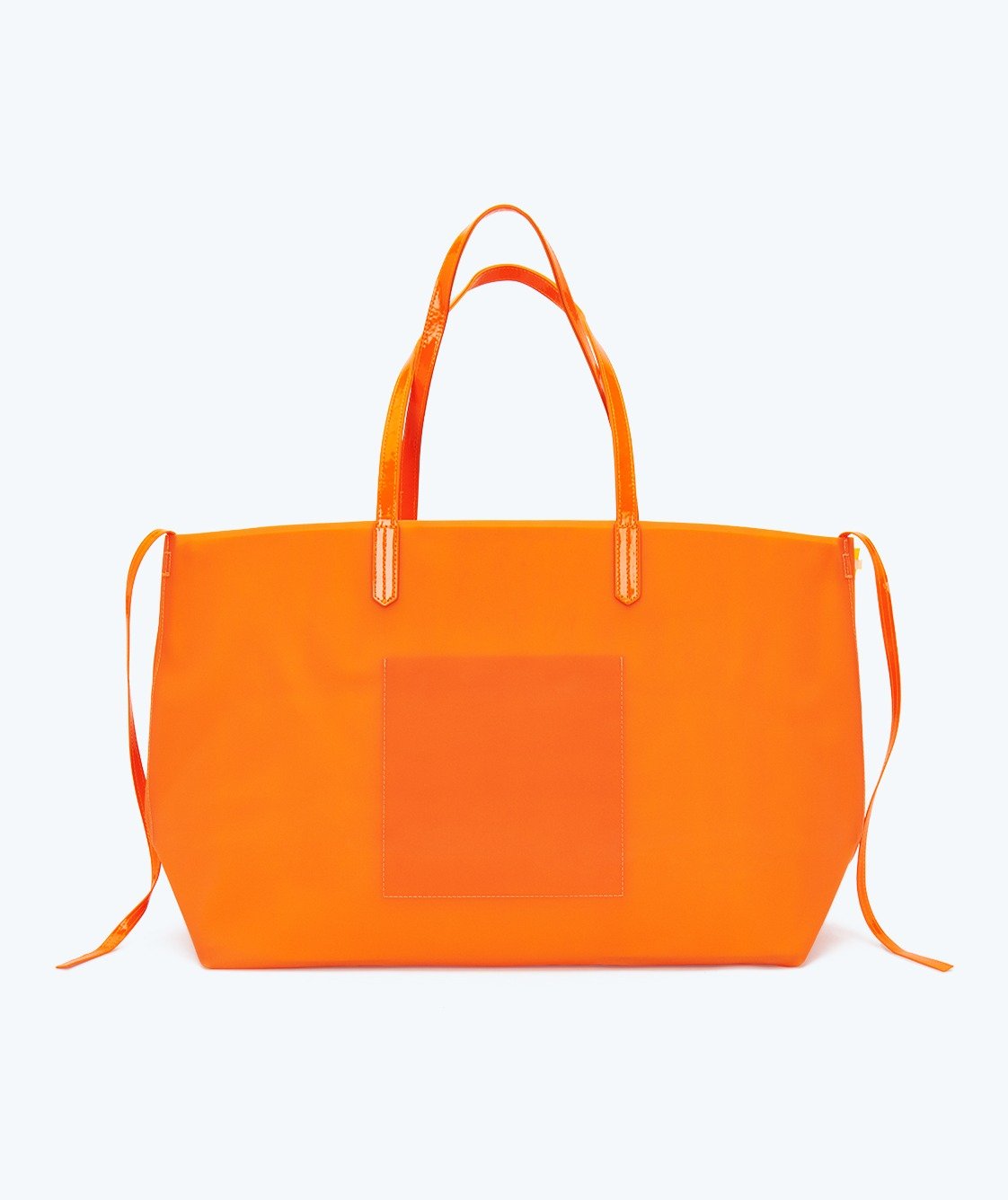 Neon Orange Totebag Rubber with Vegan Leather Handles