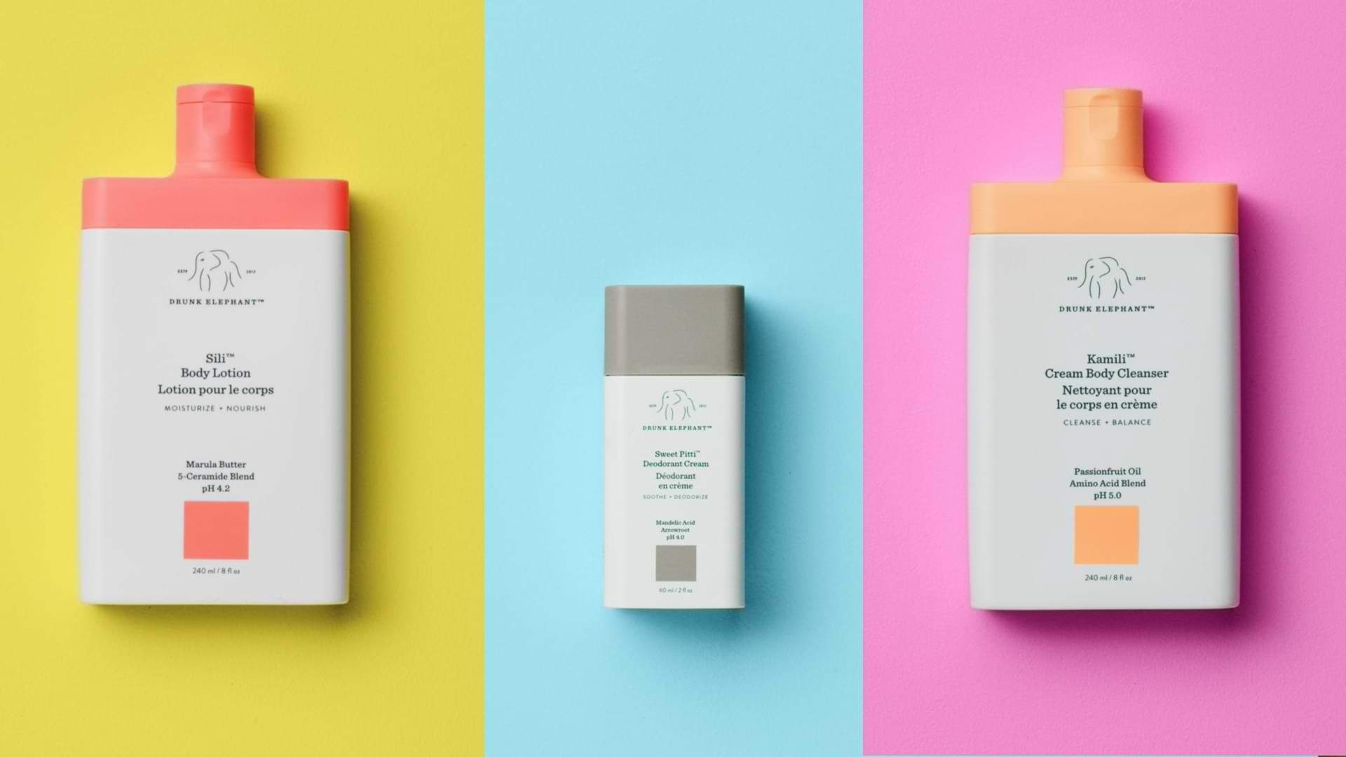 video introducing the body line of products from Drunk Elephant