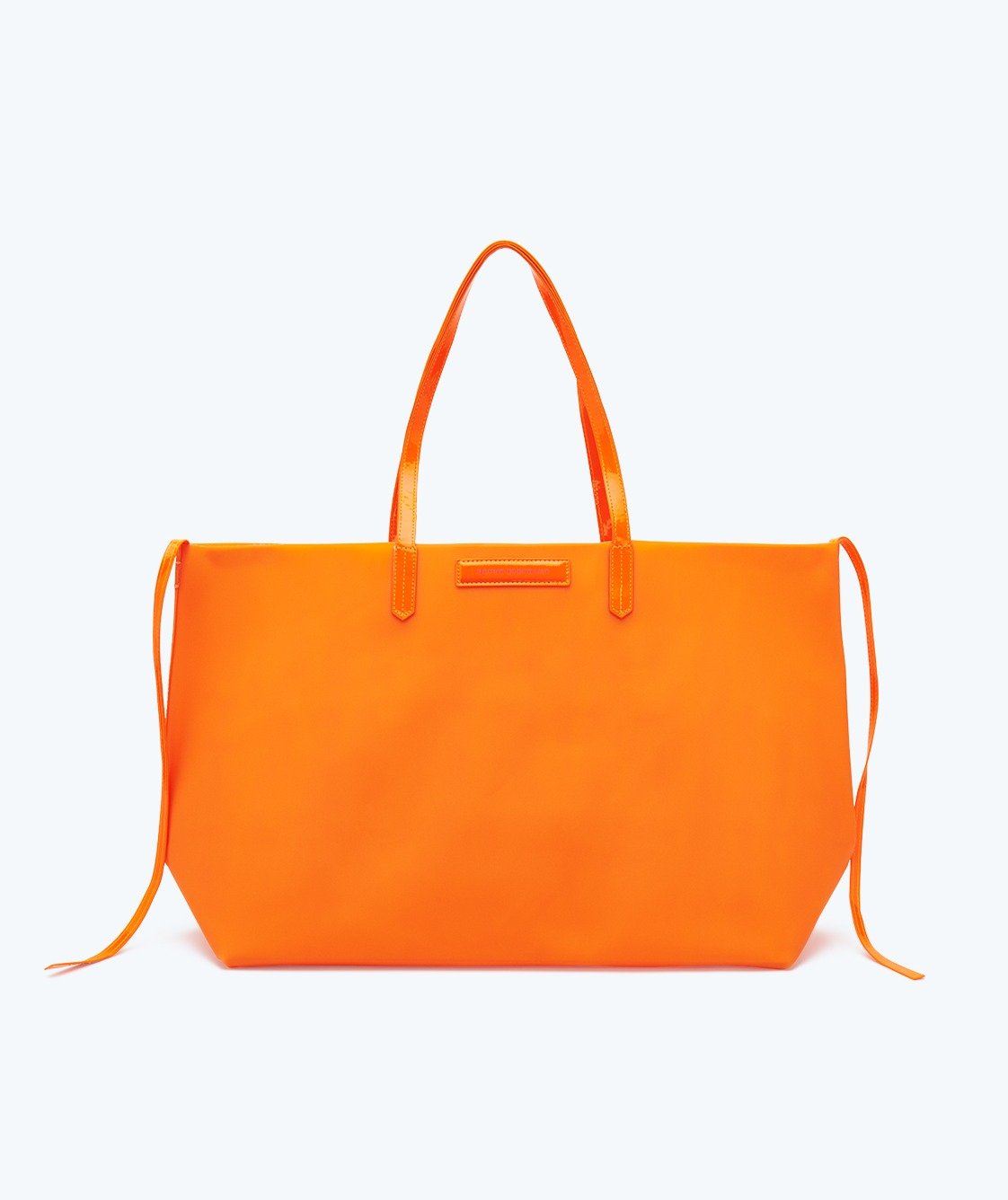 Neon Orange Totebag  Rubber with Vegan Leather Handles