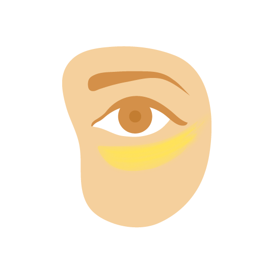 Illustration of C-Tango or Shaba mixed with A-Gloei applied under the eye