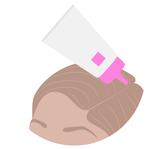 GIF illustration of T.L.C Happi Scalp Scrub being applied to the scalp.