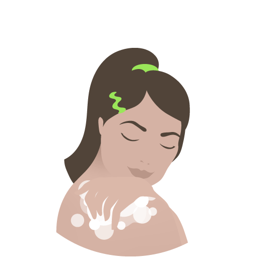 Illustration of woman lathering her back with the Juju Bar.