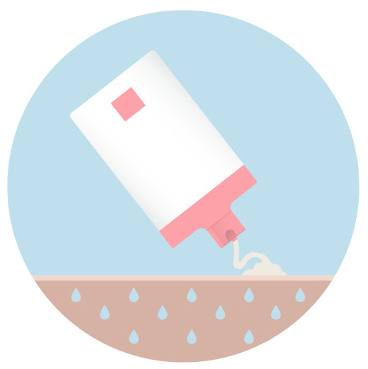 Illustration of Sili Body Lotion being poured onto the skin.