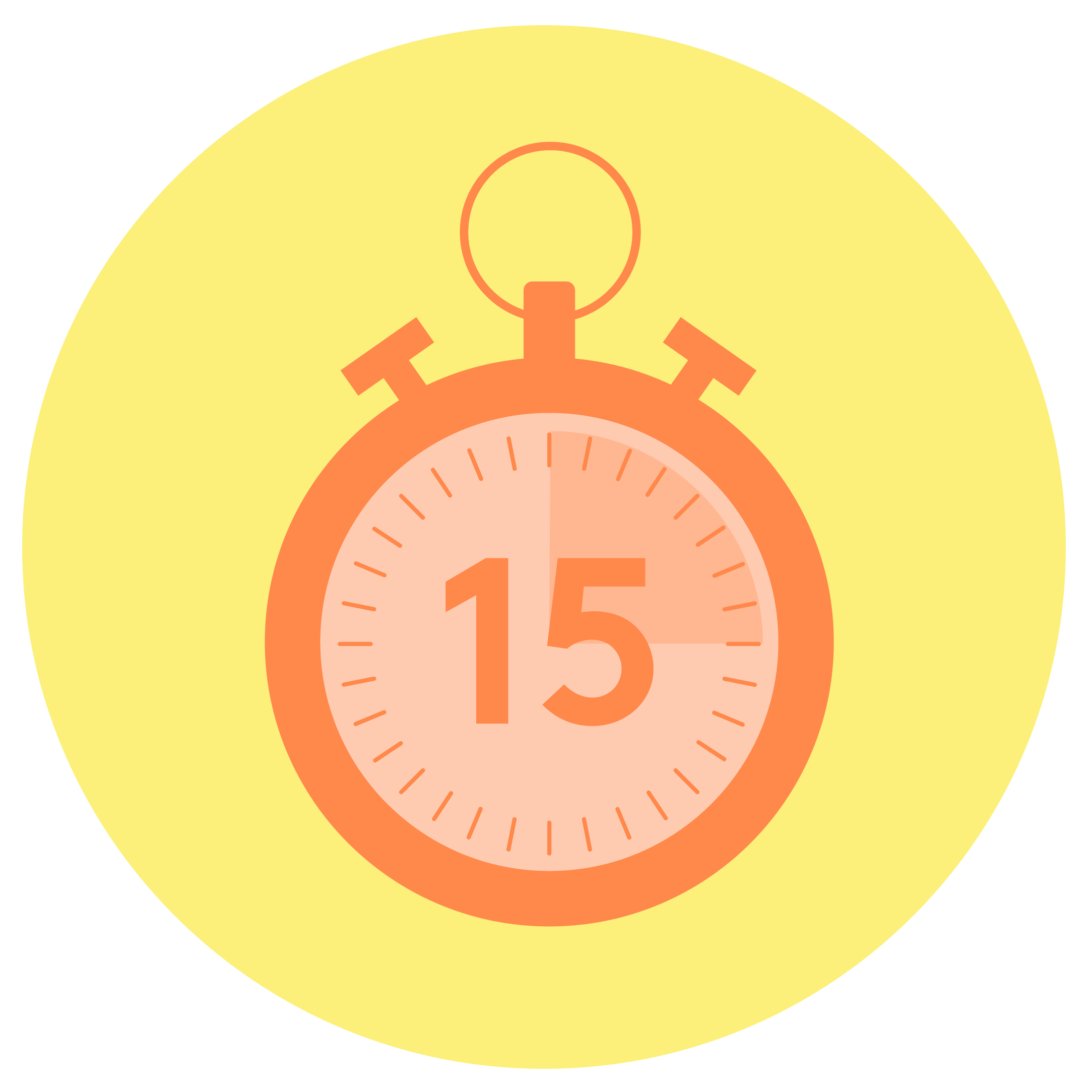 Illustration of timer with the number 15 in the middle.